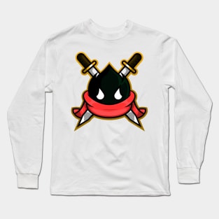 black monster knight sword with red scarf vector character Long Sleeve T-Shirt